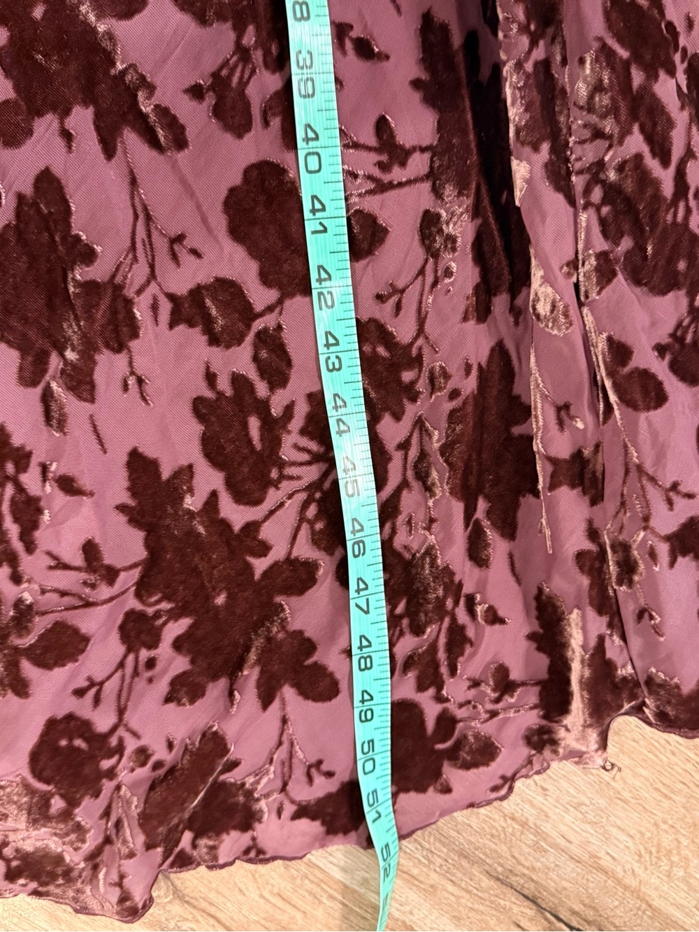Velvet Burn Out Midi Dress Burgundy Floral Sheer Whimsigoth Dark Feminine Size M - Picture 10 of 14